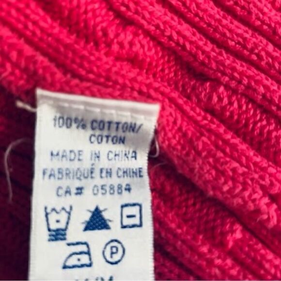 Tabi Fuchsia Pink & Green Cable Knit Zip Up Sweater Size Medium - Picture 9 of 9